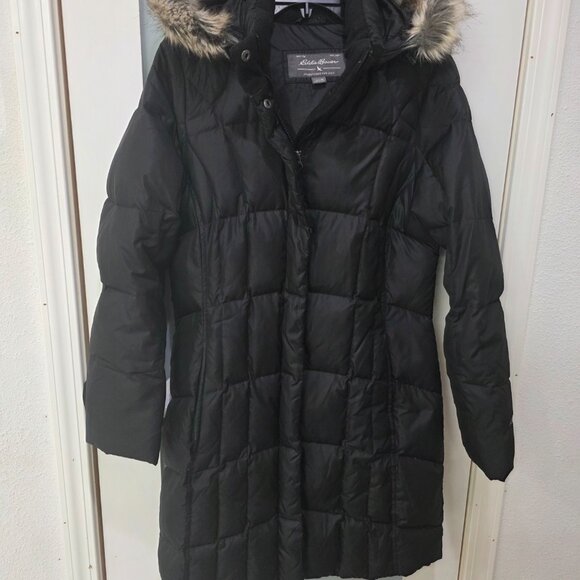 Eddie Bauer Jackets & Blazers - Eddie Bauer Women’s Black Down Puffer Coat with Faux Fur Hood – Size M – Long